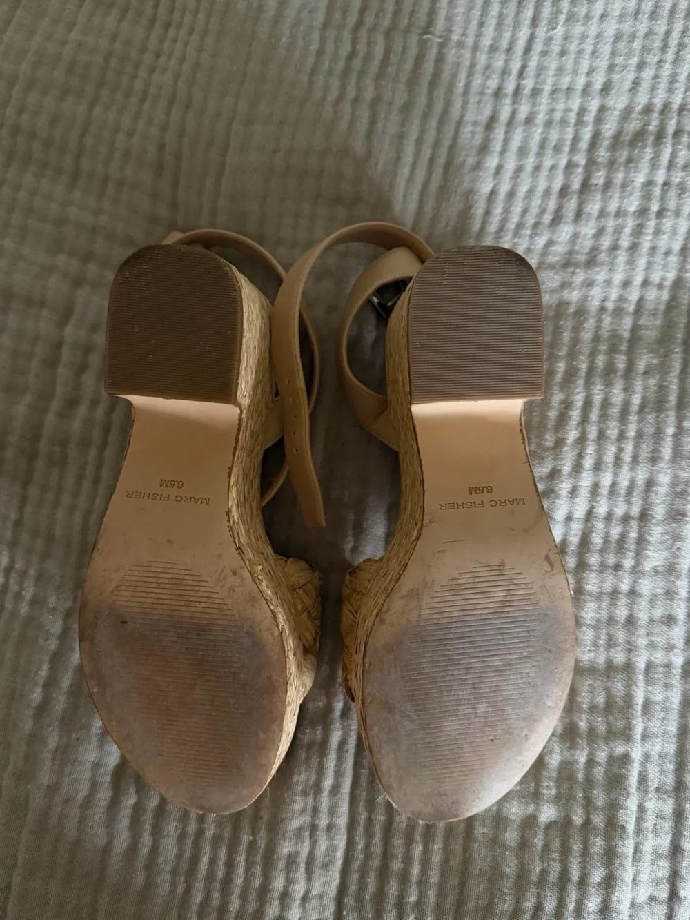 Marc Fisher Natural Woven Platform Wedge Sandals